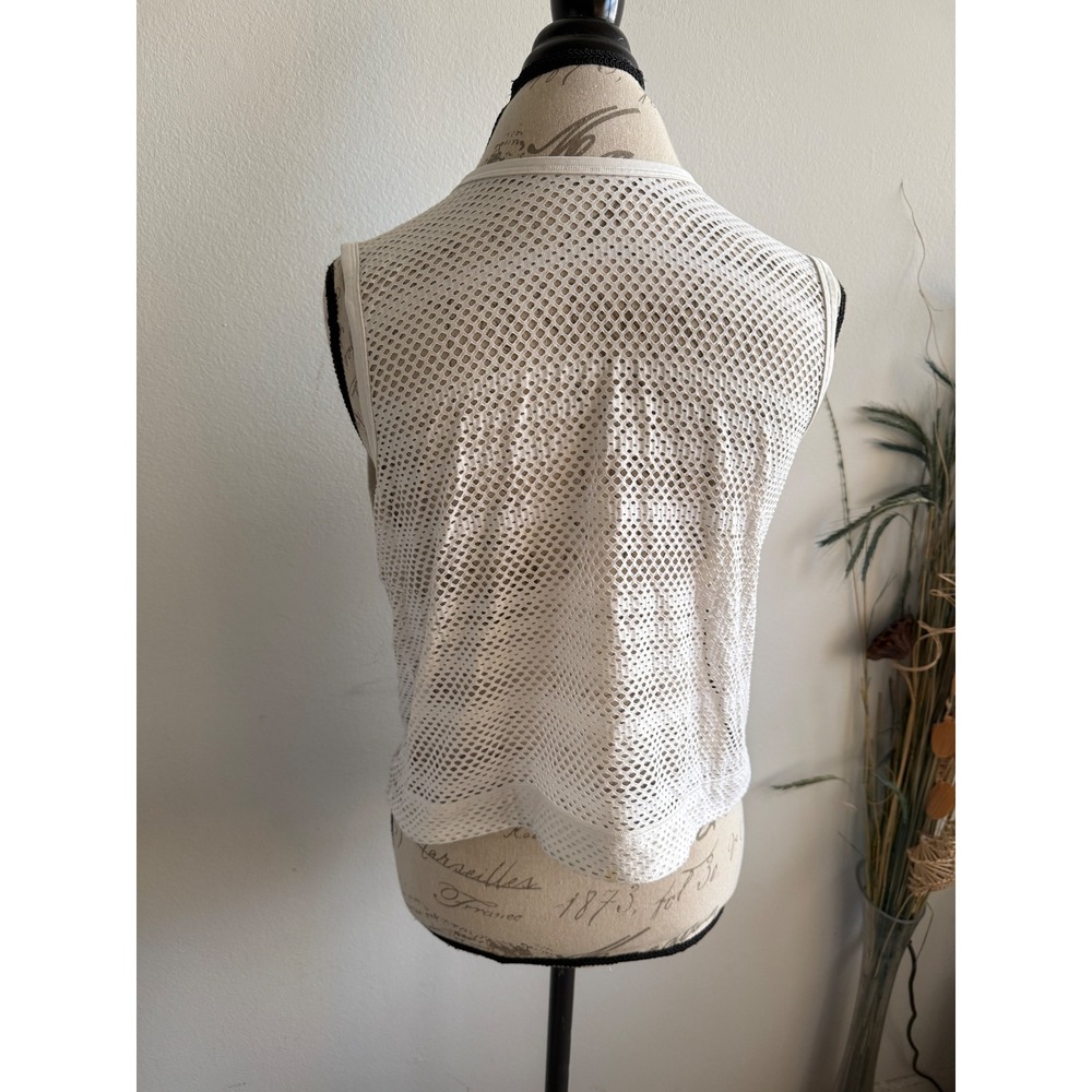 Lululemon Womens White Mesh Tank Top Sleeveless Athletic Gym Shirt Relaxed Fit